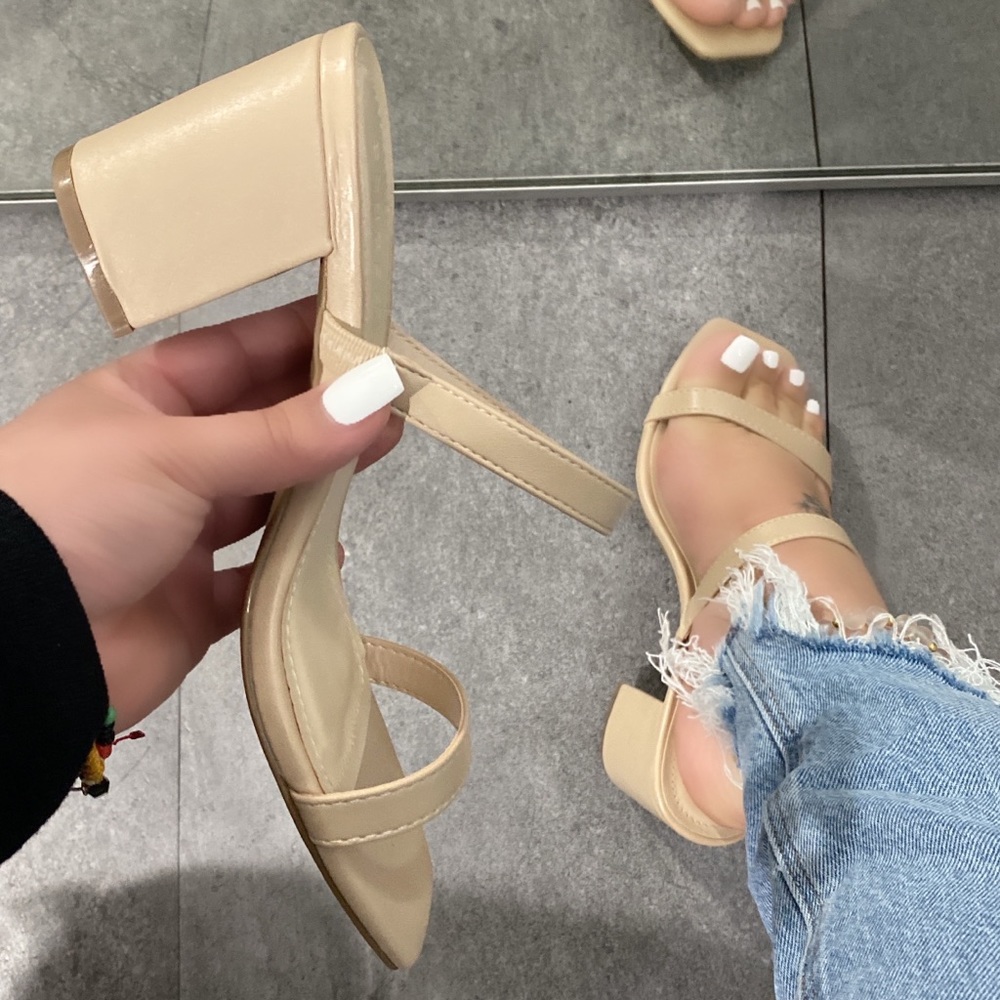 Nude Mid Two Strap Heel